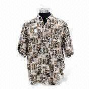 Men's casual shirts ，Material cotton fabric ，Short sleeves with cuff